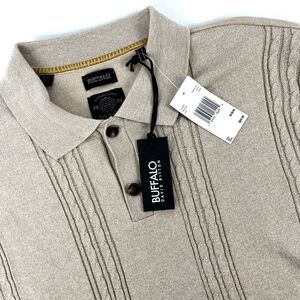 New Mens Buffalo David Bitton SS Sweater Polo Shirt Size Medium NWT Oatmeal Knit